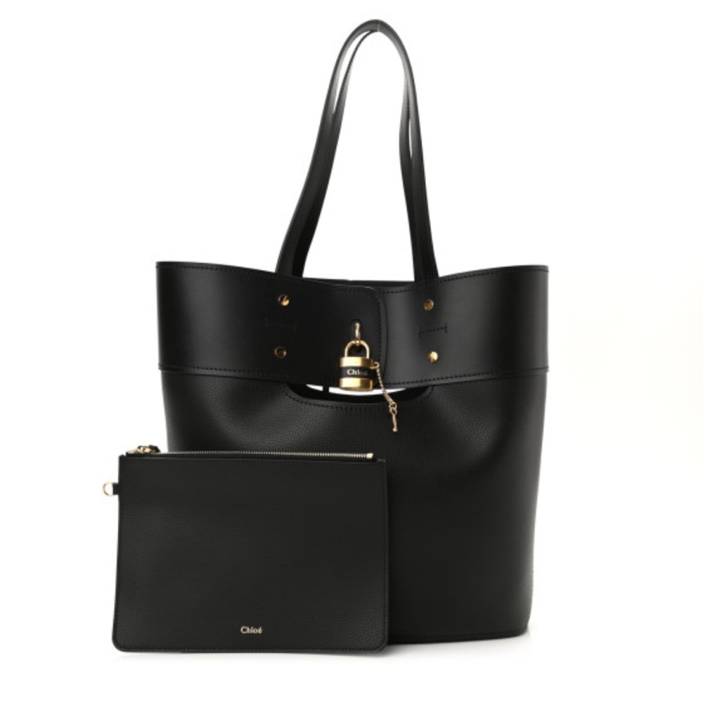 CHLOE Smooth Grained Calfskin Medium Aby Tote Black